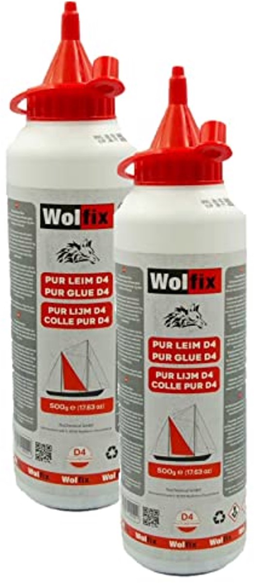 Waterdichte houtlijm D4 - 2 stuks 500 g - Extra sterk voor hout, metaal en PVC - Sneldrogende montagelijm