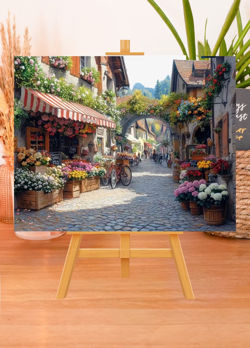 Paint by numbers Volwassenen– schilderen op nummer – Creatieve hobby - Ontspanning Thuis - Cadeau idee - Compleet pakket - DIY decoratie - Bloemen - Dorp - Blooming Village — afbeelding 5