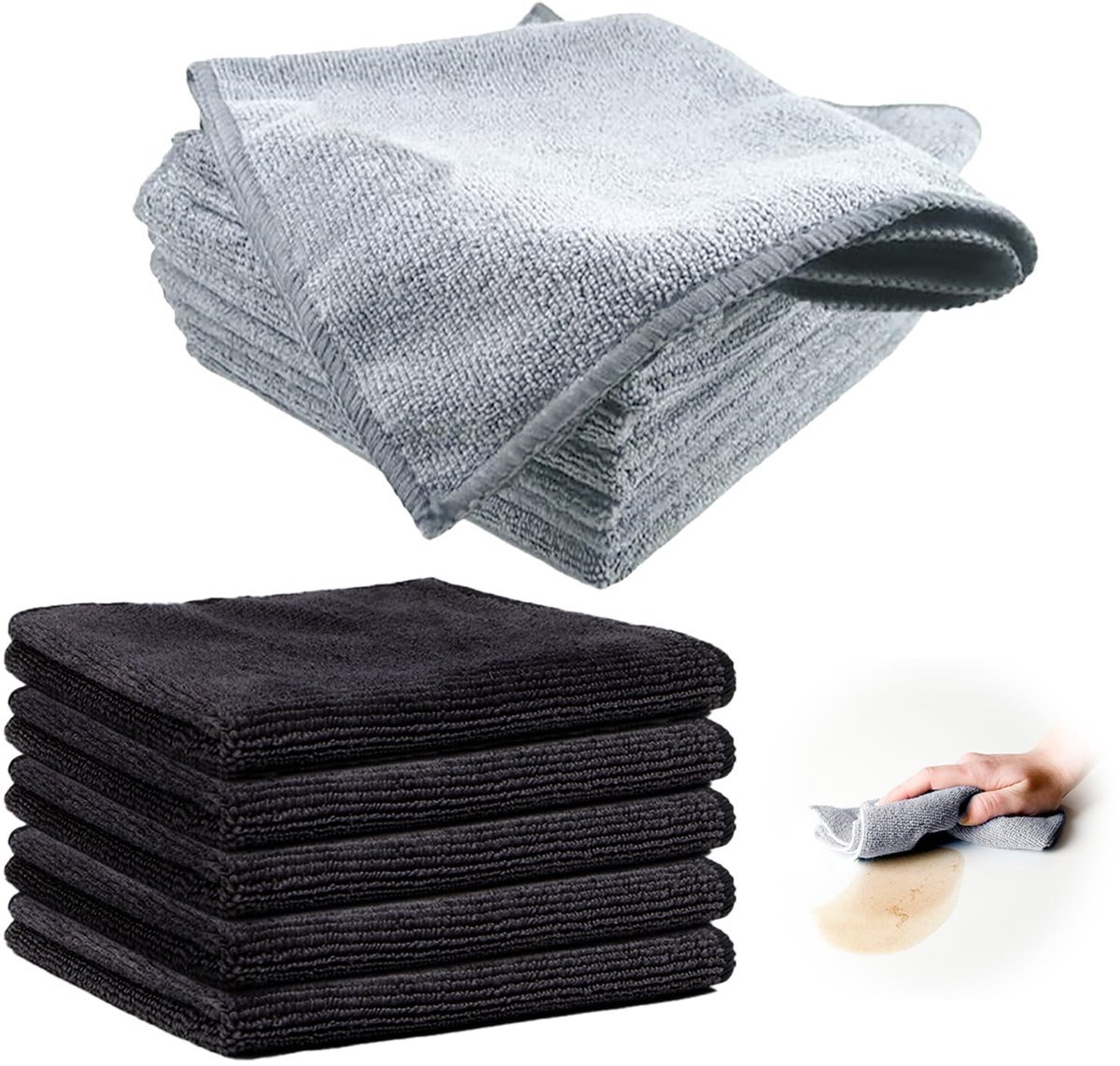 Ibenzoa® Set van 10 multifunctionele microvezeldoeken voor schoonmaak en onderhoud