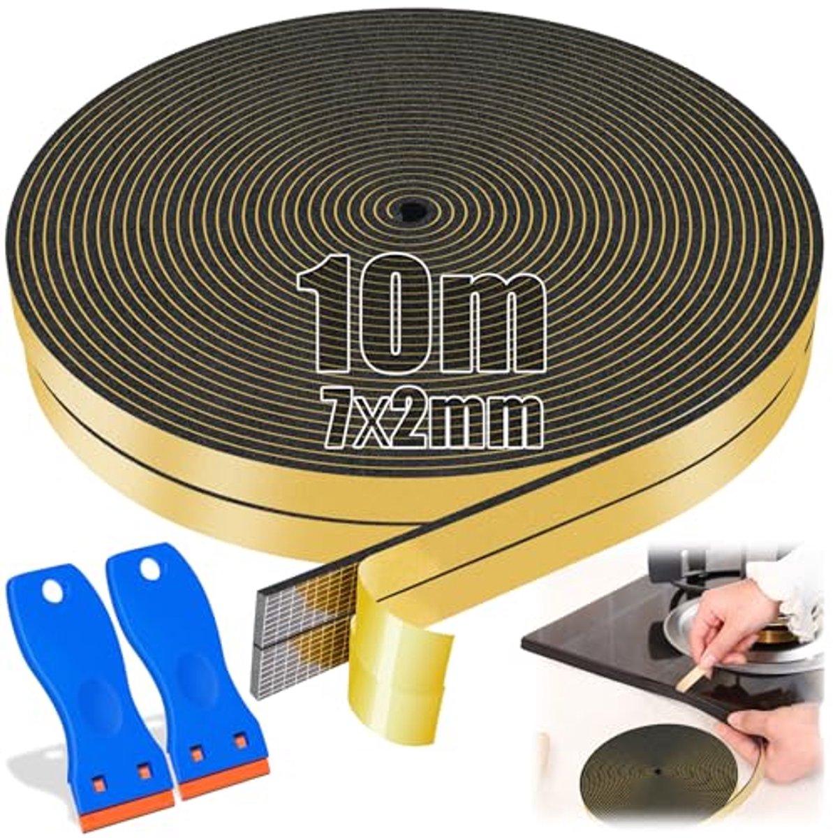Afdichtingstape voor Kookplaat en Gootsteen - Zelfklevend Schuimrubber 10m x 7mm