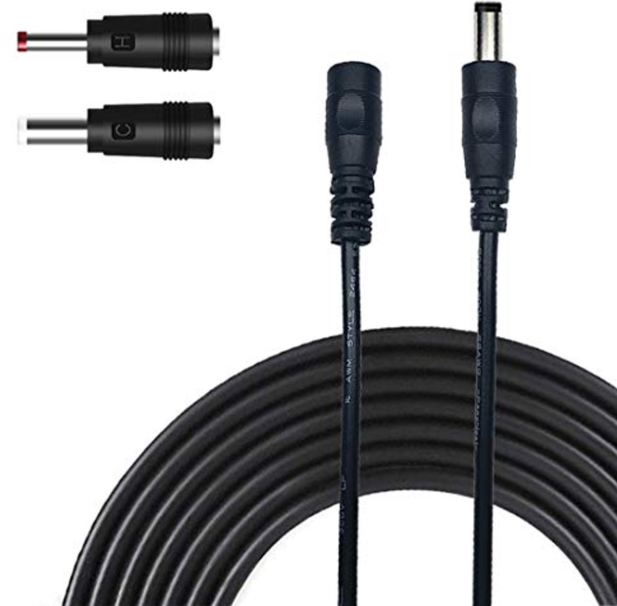 DC Aansluitkabel 5.5mm x 2.1mm met DC Verlengkabel en Converters - 3m Zwart