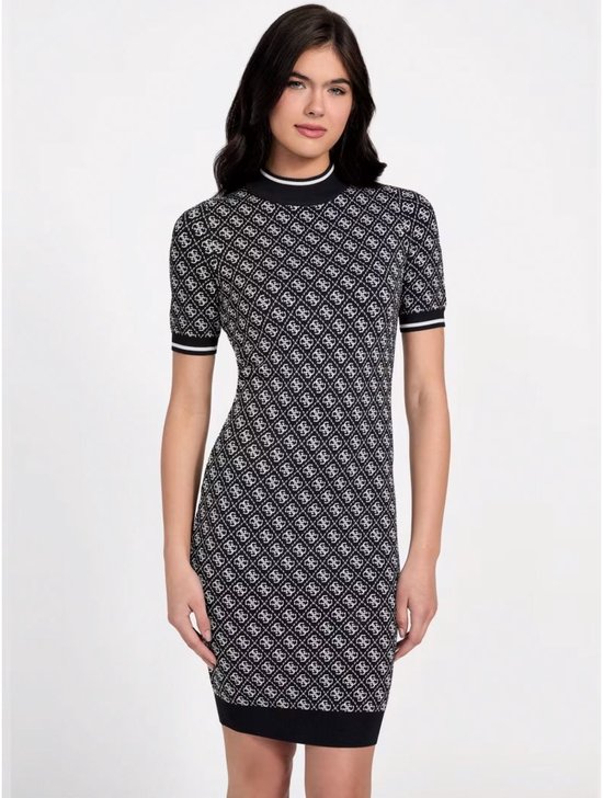 Guess Gebreide midi-jurk met marine 4G logo bol