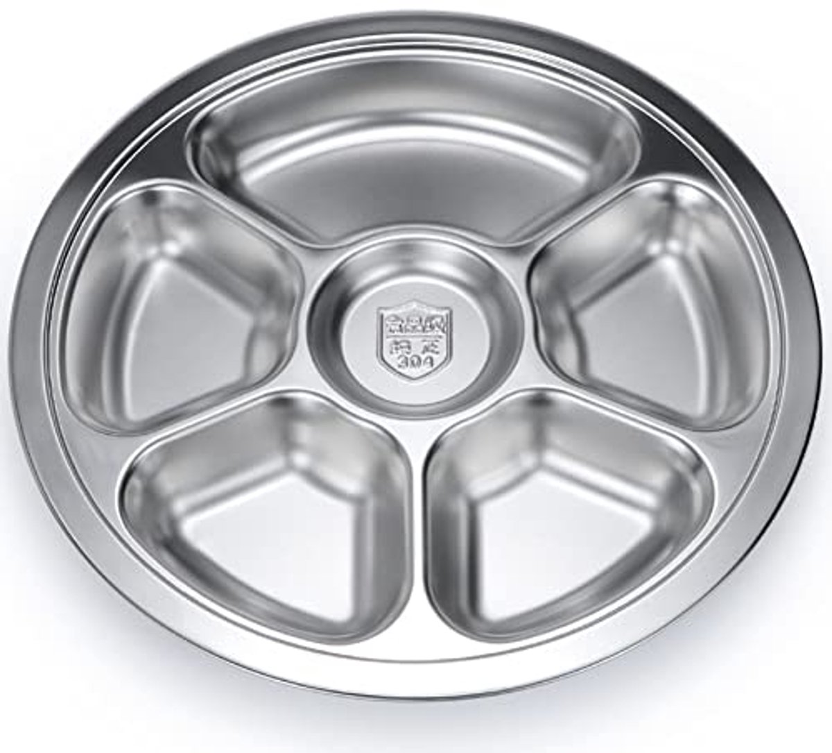 RVS Ronde Verdeelplaat met 6 Secties - Ideaal voor Buffet en Catering