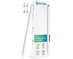 Siltcon® 2-in-1 Stylus Pen V2 - Universeel o.a. Tablets en Telefoons - Styluspennen - Stylus Pen Tablet - Palm Rejection - 4 Extra Punten & Opberghoes