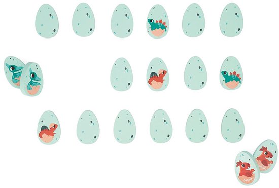 Janod Dino - Memo Spel - Vind Alle 10 Paren Babydinosaurussen! - Een Geheugenspel Voor Het Hele Gezin - Ontwikkel Geheugen- En Concentratievaardigheden In Het Tijdperk Van De Dinosaurussen! - Geschikt Vanaf 2 Jaar van Janod — afbeelding 3