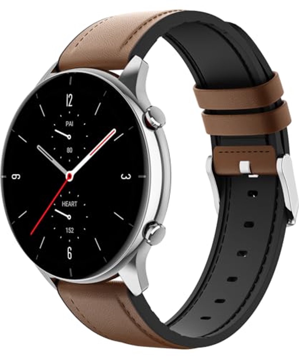 Hybride Leren Siliconen Armband 22 mm voor Smartwatch