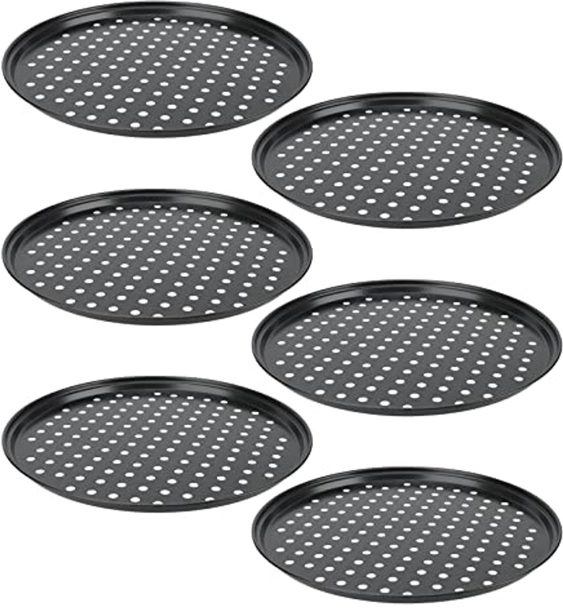 6 Stuks 12 Inch Pizza Tray Set - Geperforeerde Non-Stick Pannen voor Perfecte Pizza's