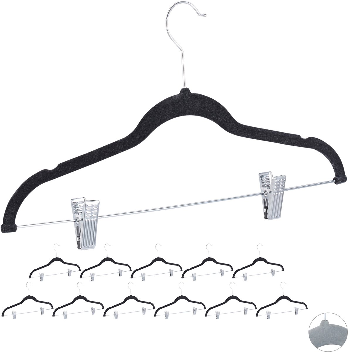 36x kledinghanger met clips - fluweel - klerenhanger - broekhangers