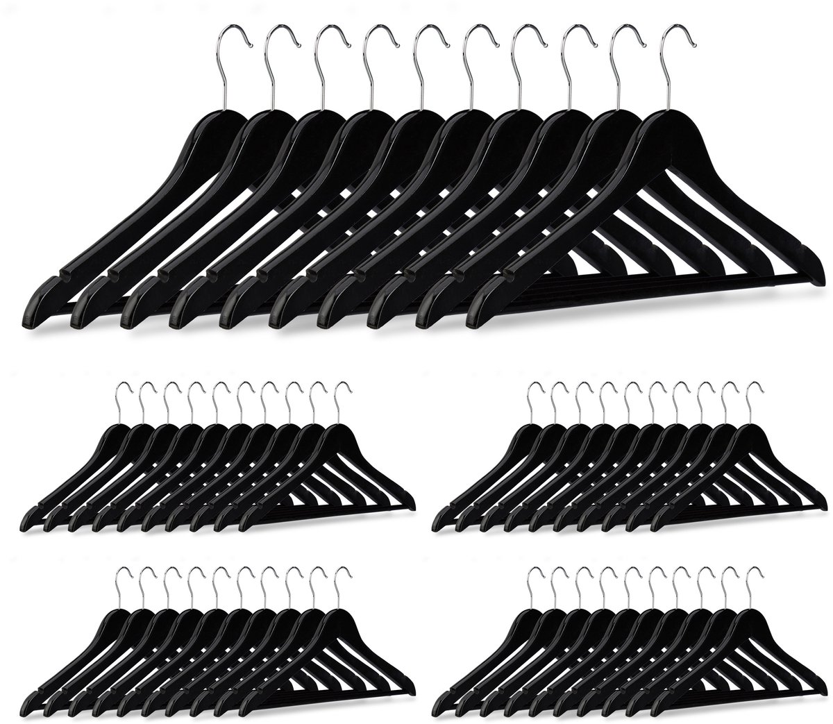 150x kledinghanger hout - broekhanger - klerenhanger - draaibare haak - zwart