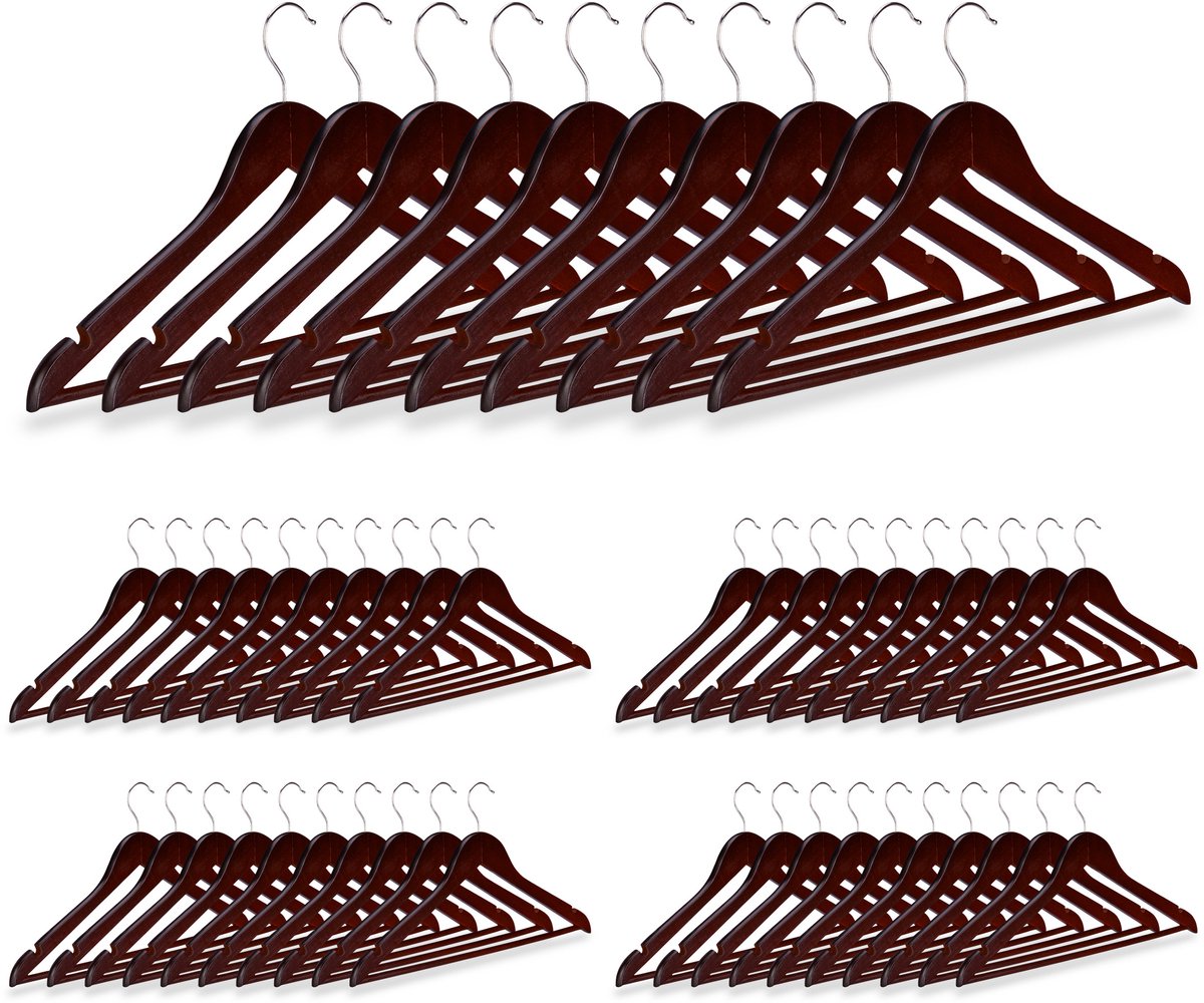 150x kledinghanger hout - broekhanger - klerenhanger - draaibare haak - bruin