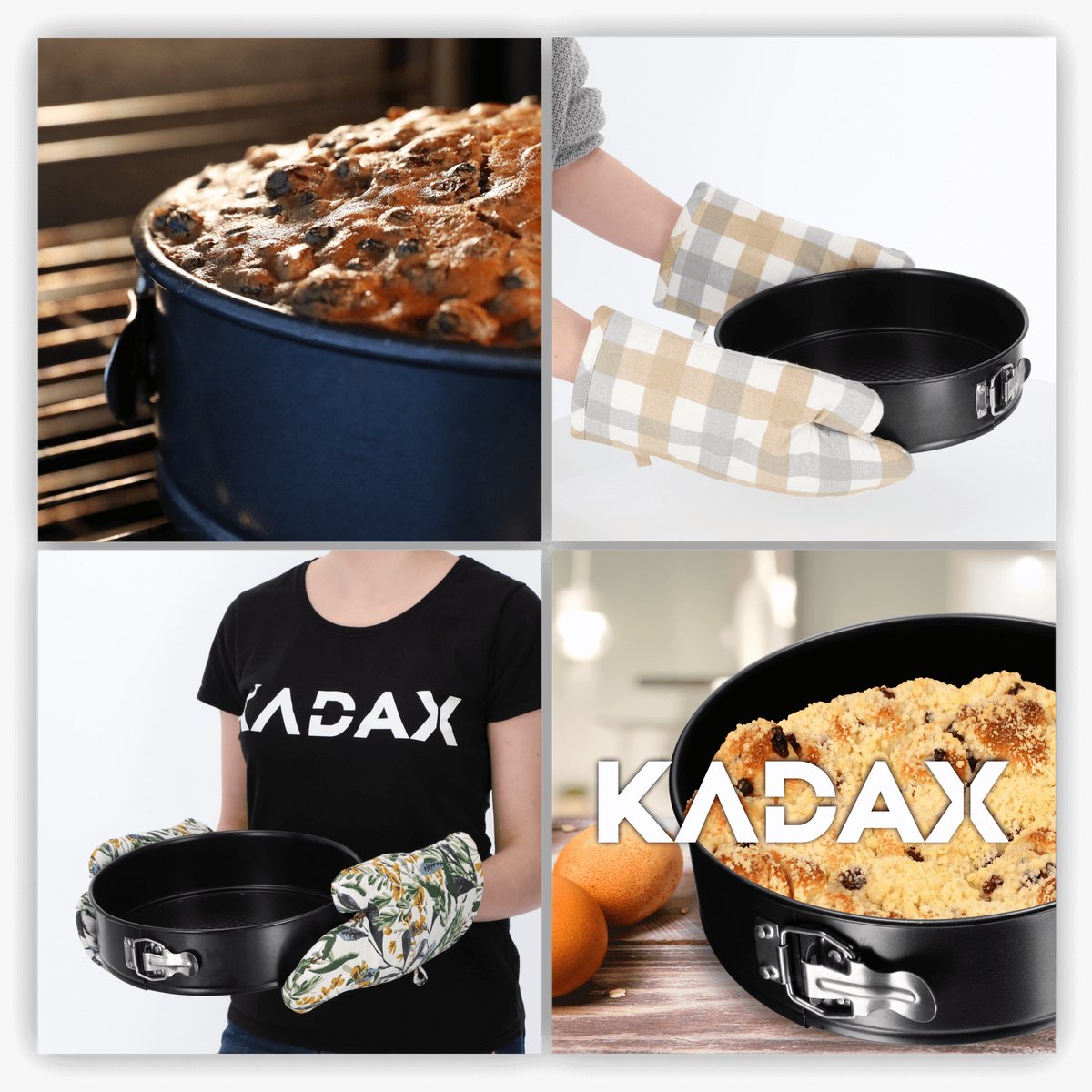 KADAX Taartvorm, Ø 21,5 cm - 30 cm, springvorm van verzinkt en antiaanbaklaag, ronde bakvorm, taartvorm met platte bodem, lekvrij (diameter 28 cm, zwart) – foto 8