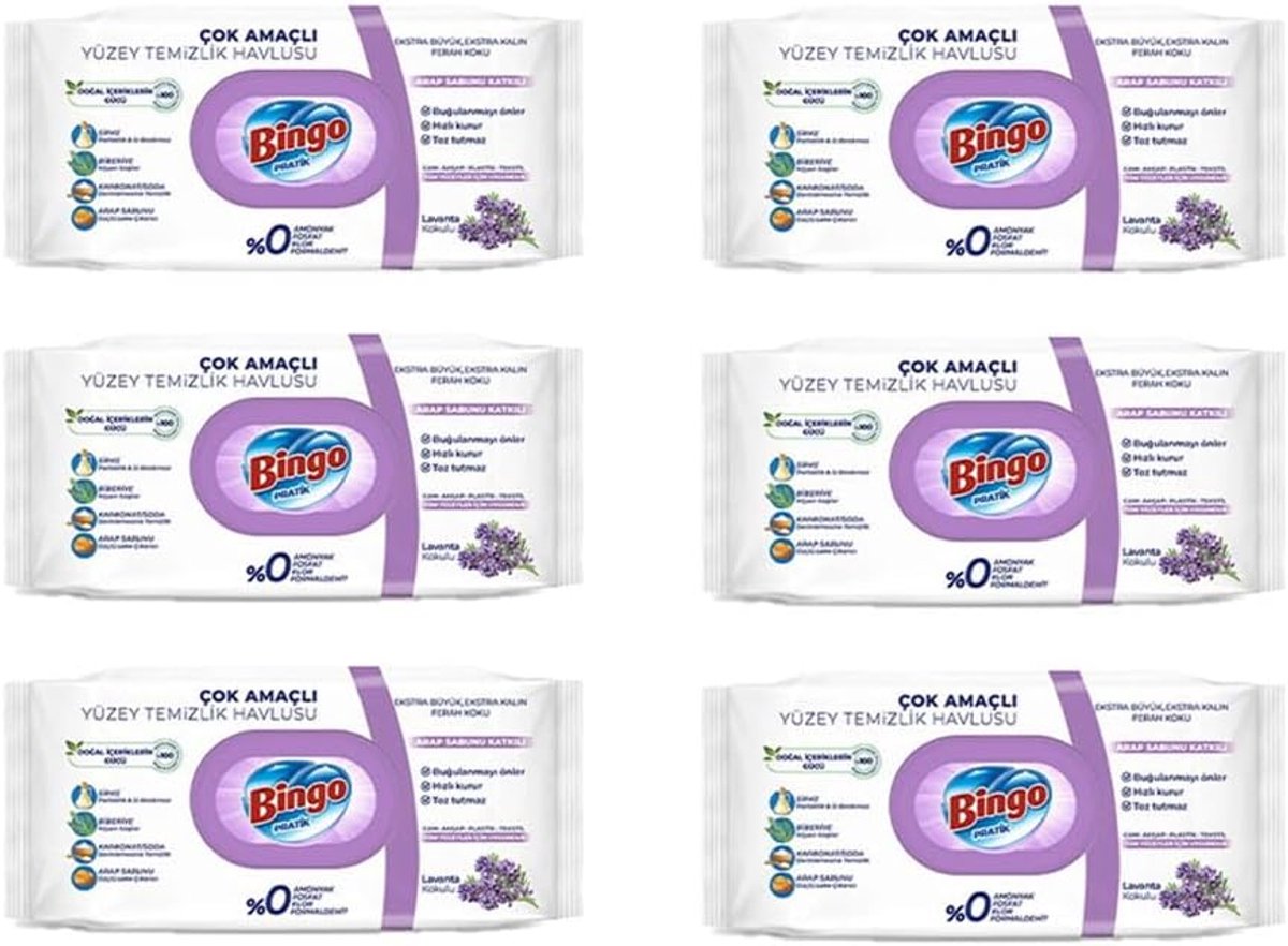 Bingo Clean Schoonmaakdoekjes Lavandel 6 x 96 stuks