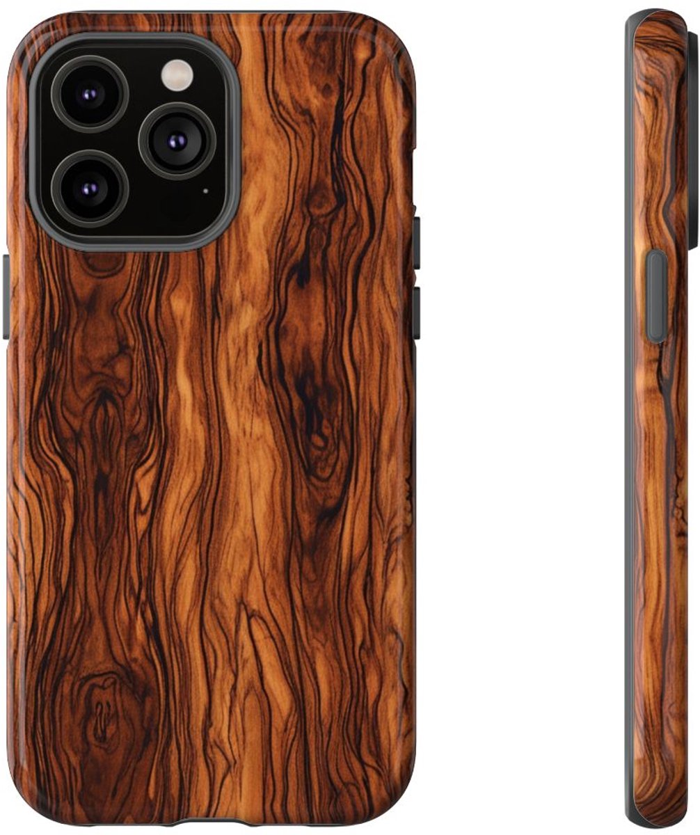 Luxe Burlhoutstructuur – Telefoonhoesje Geschikt voor iPhone 14 Pro Max