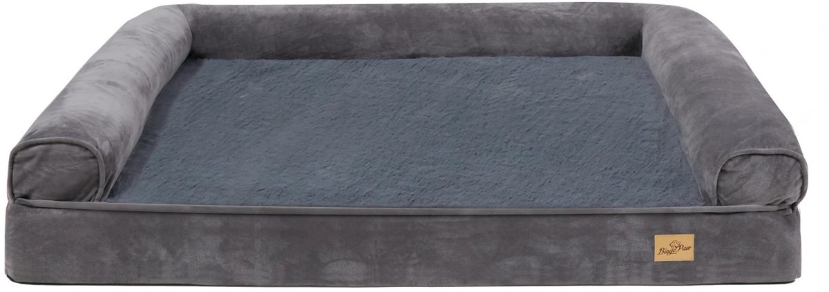 Orthopedisch Hondenbed Large – Luxe Hondenkussen – Wasbare Hoes – Anti-Slip – Waterdicht – Drie Zij-Bolsters – Comfortschuim – Voor Grote Honden – Grijs