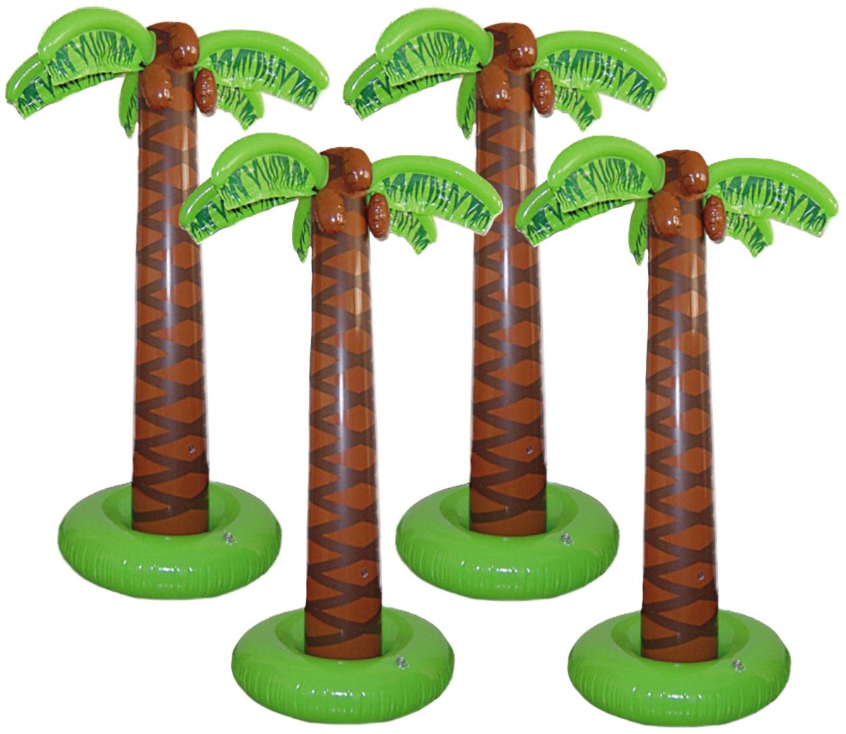Smiffy's Decoratie palmboom - 4x - opblaasbaar - 165 cm - Tropische Hawaii feestartikelen/versieringen