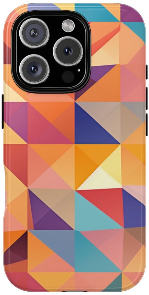 Kleurrijk Geometrisch Hoekpatroon – Telefoonhoesje Geschikt voor iPhone 16 Pro