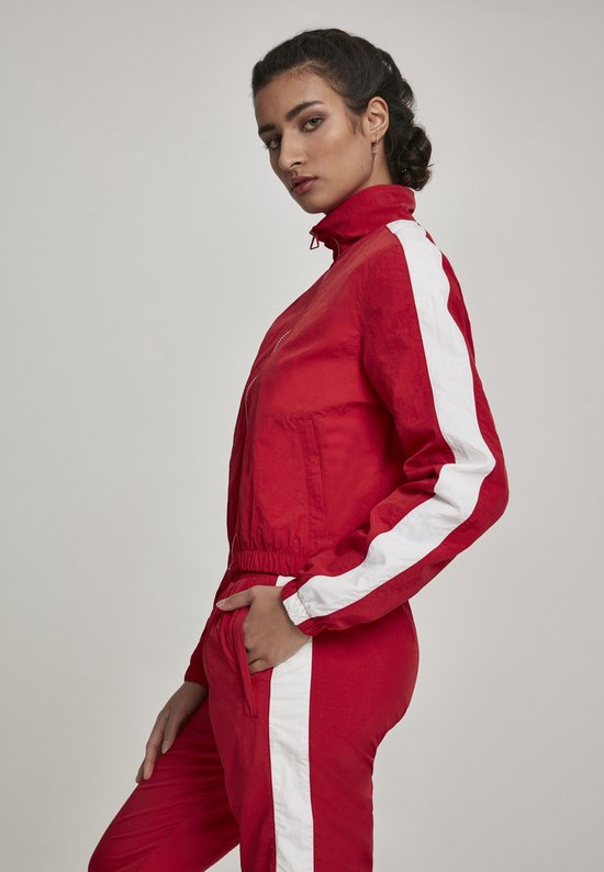 Veste Urban Classics -M- Short Rayé Crinkle Track Rouge / Blanc