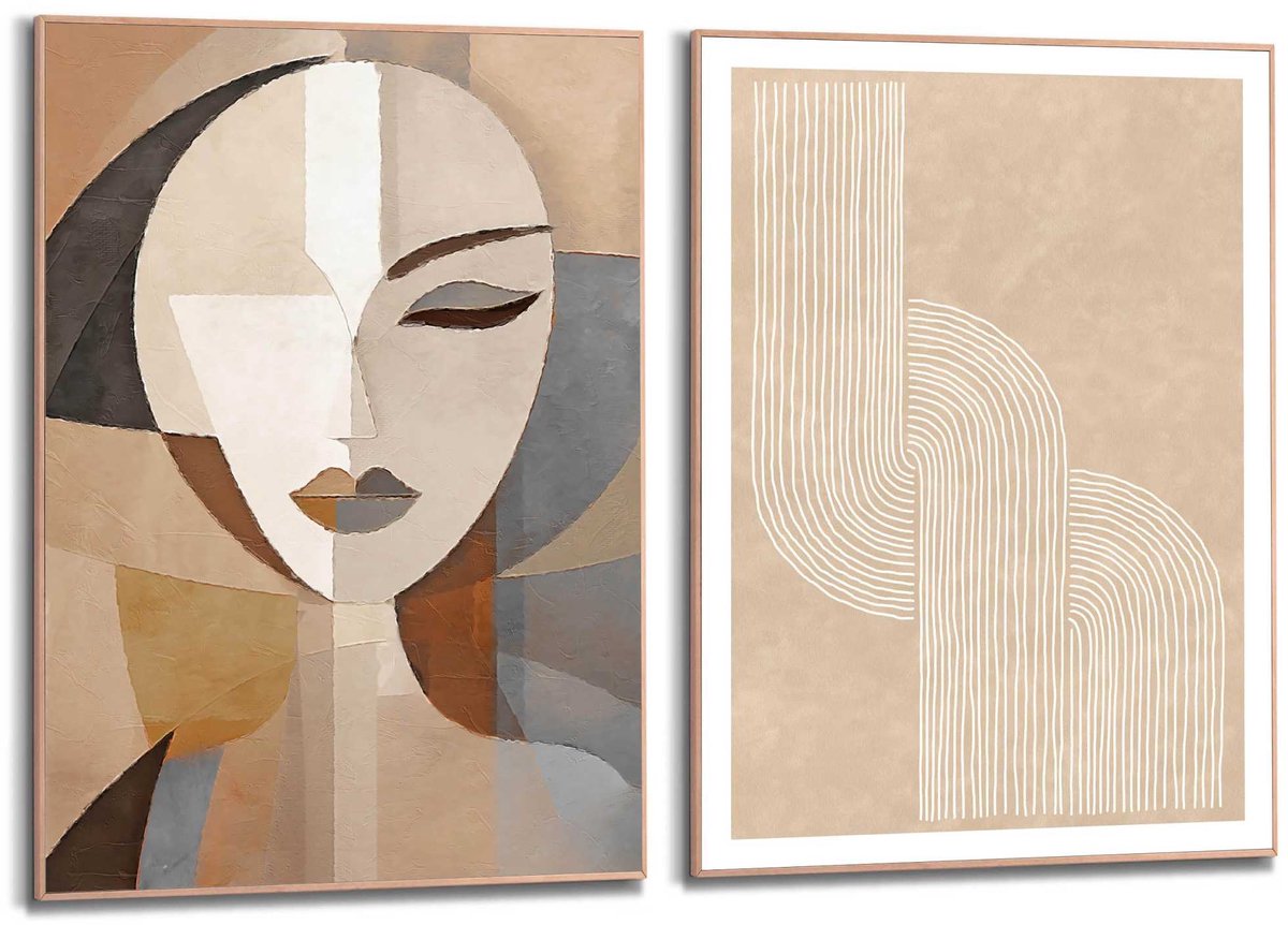Schilderijen set Abstract portret - 70 x 50 - Hout - REINDERS