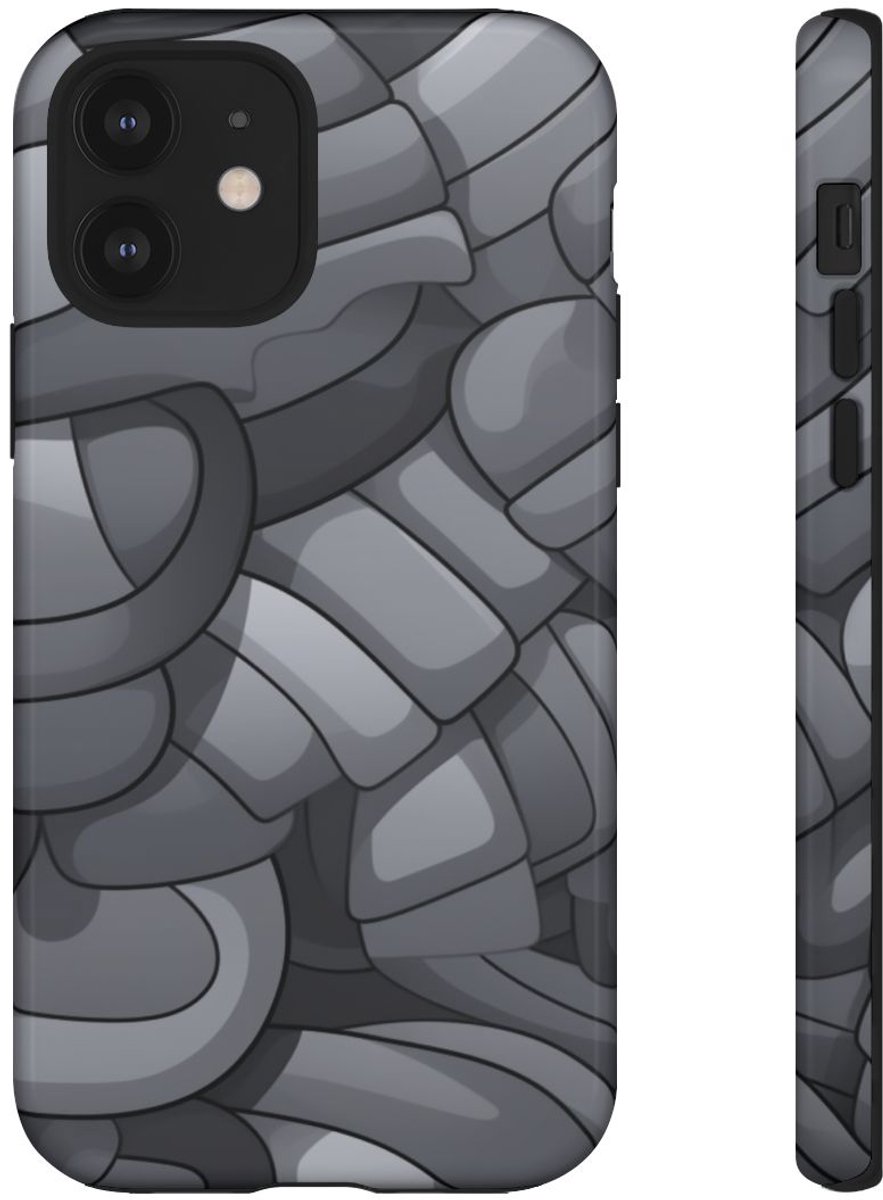 Grijs Abstract Buispatroon – Telefoonhoesje Geschikt voor iPhone 12