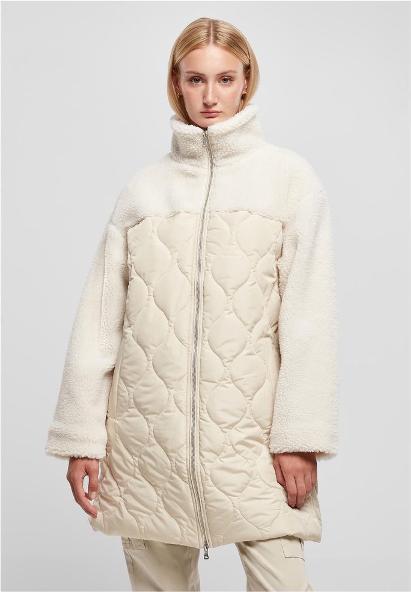 Urban Classics Oversized Sherpa Quilted Winterjas 4XL Wit