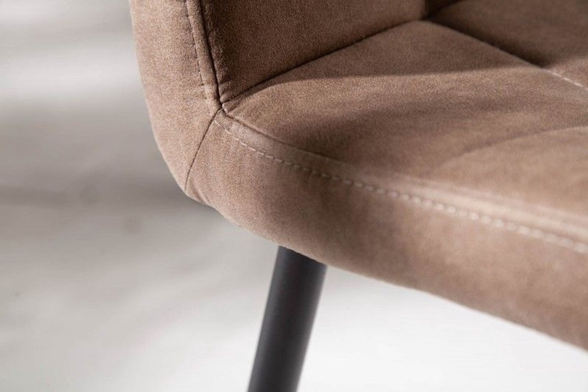 Invicta Interior Retro design stoel MODENA antiek taupe met decoratieve stiksels - 40691 Zie omschrijving