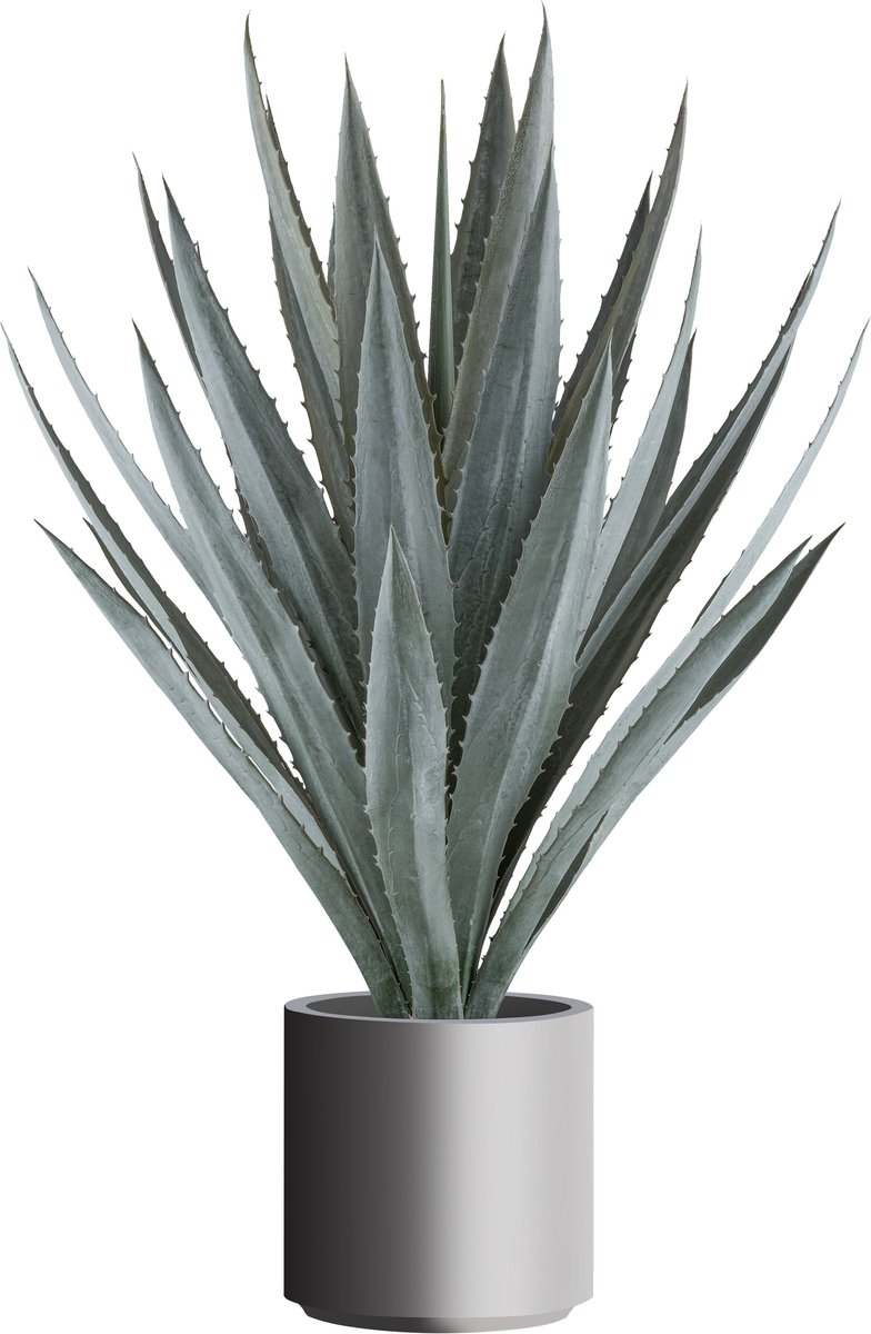 Kopu Kunstplant Agave 110 cm In Grijze Pot - 30 Bladeren - Groen/grijs