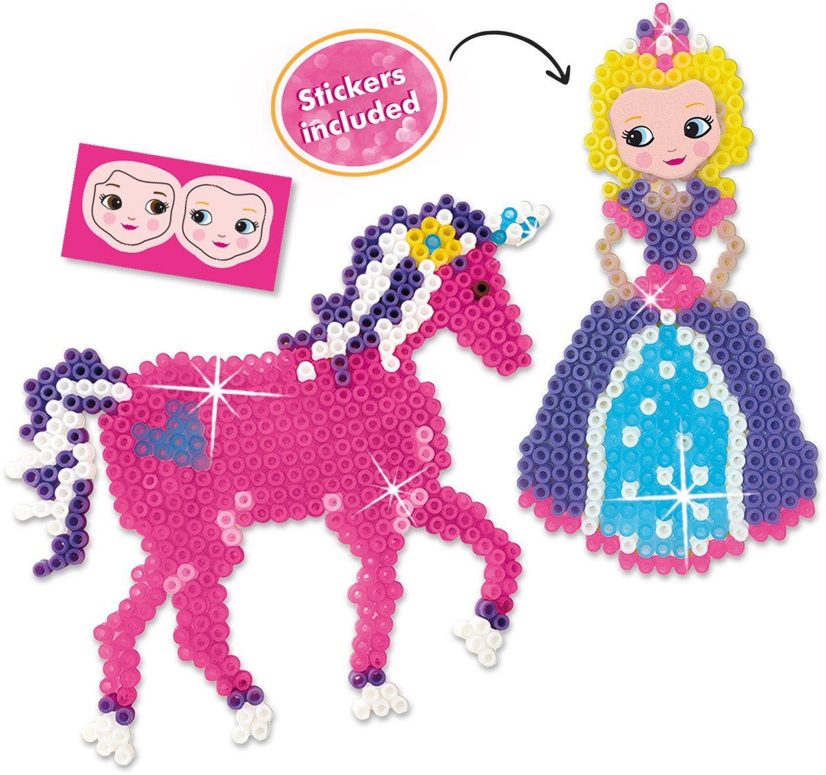 SES Creative - Beedz - Unicorns en Prinsessen - 2100 Strijkkralen met Grondplaten en Strijkvellen - Vanaf 5 Jaar — afbeelding 4