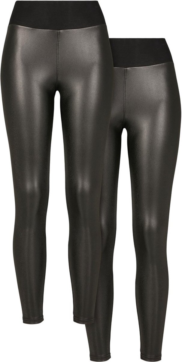 Urban Classics Faux Leather High Waist 2-Pack Legging 4XL Zwart