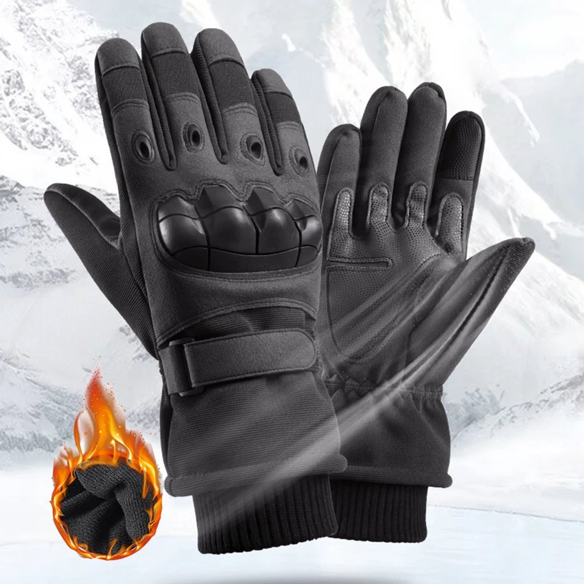 Warme motorhandschoenen maat M met volle vingers – zwarte militaire outdoor handschoenen winddicht waterdicht motorrijden motorcross