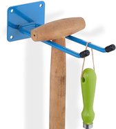 Relaxdays gereedschapshaak staal, dubbele haak, wandhaak voor tuingereedschap, tot 25 kg, van staal, 24 cm, zwart
