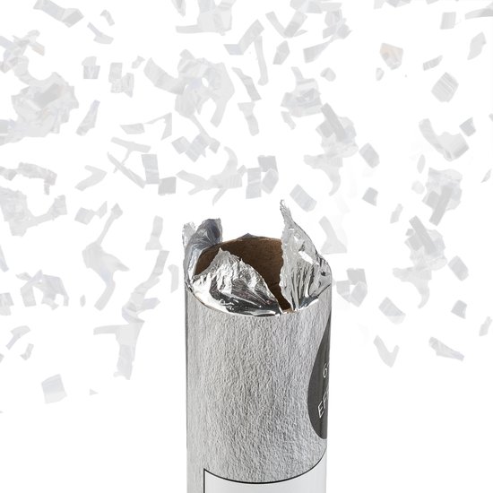 Relaxdays 10x canon à confettis 40 cm - papier - biodégradable - party popper argent