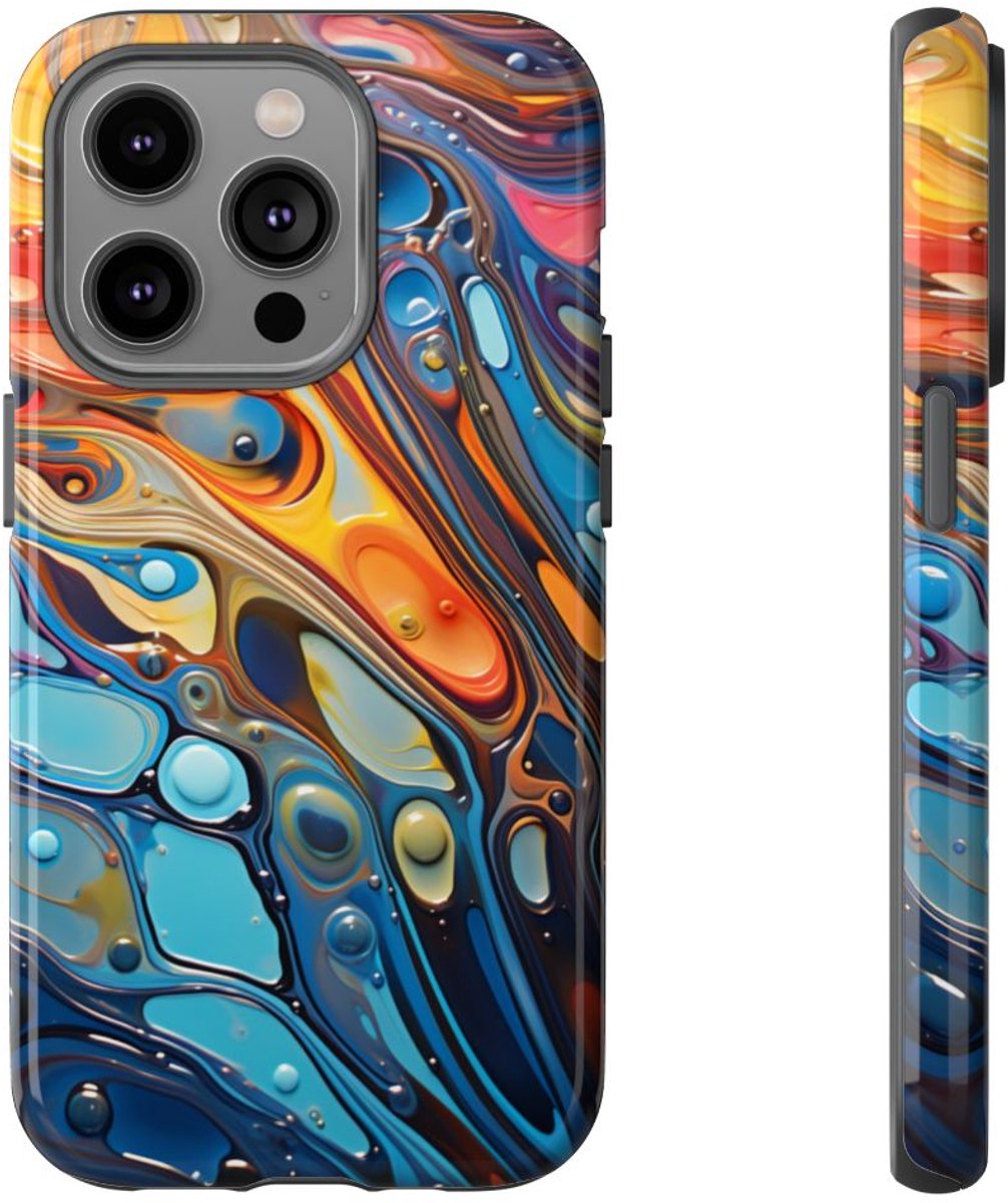 Levendige Abstracte Vloeistofgolven – Telefoonhoesje Geschikt voor iPhone 14 Pro