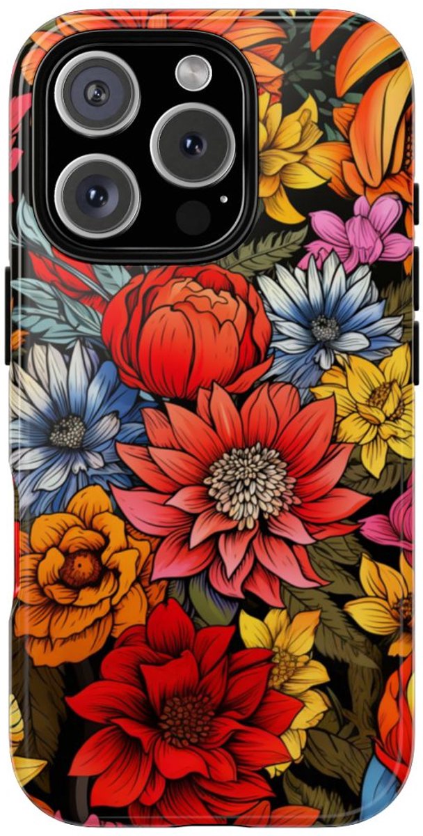 Levendig Bloemenpatroon – Telefoonhoesje Geschikt voor iPhone 16 Pro