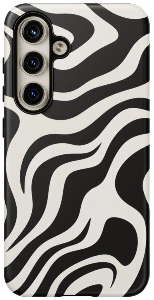 Zwart-Wit Abstract Zebra-Patroon – Telefoonhoesje Geschikt voor Samsung Galaxy S24