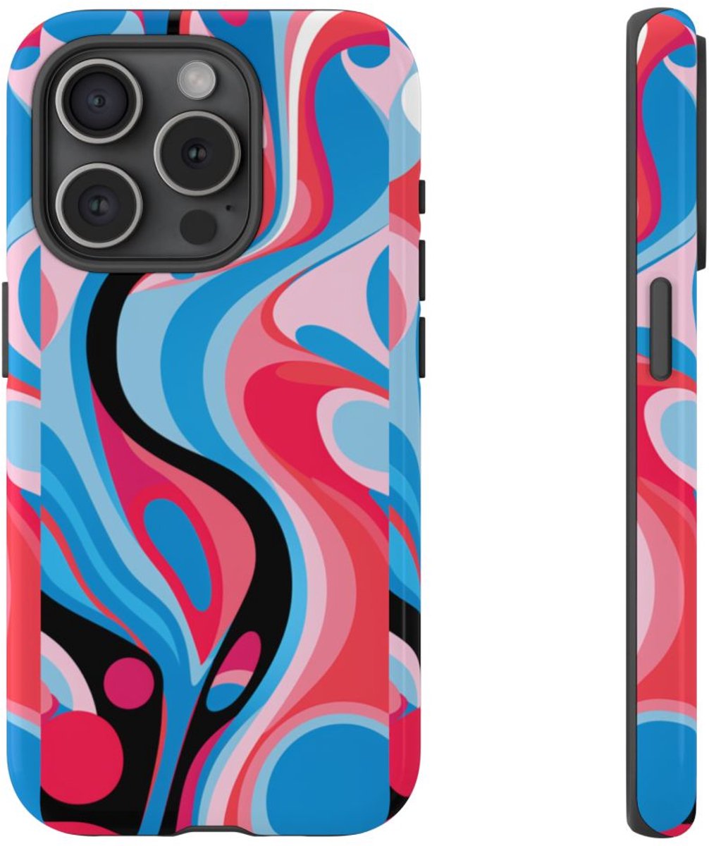 Abstract Kleurrijk Vloeiend Patroon – Telefoonhoesje Geschikt voor iPhone 15 Pro