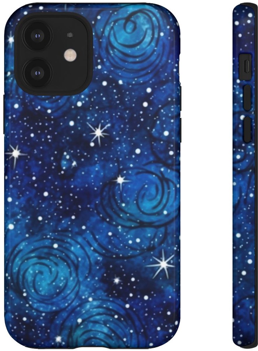 Blauw Sterrenstelsel Patroon – Telefoonhoesje Geschikt voor iPhone 12
