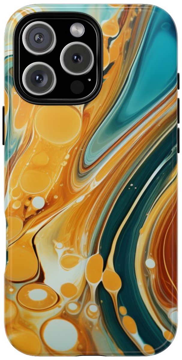 Turquoise en Honing Swirl Epoxy Patroon – Telefoonhoesje Geschikt voor iPhone 16 Pro Max