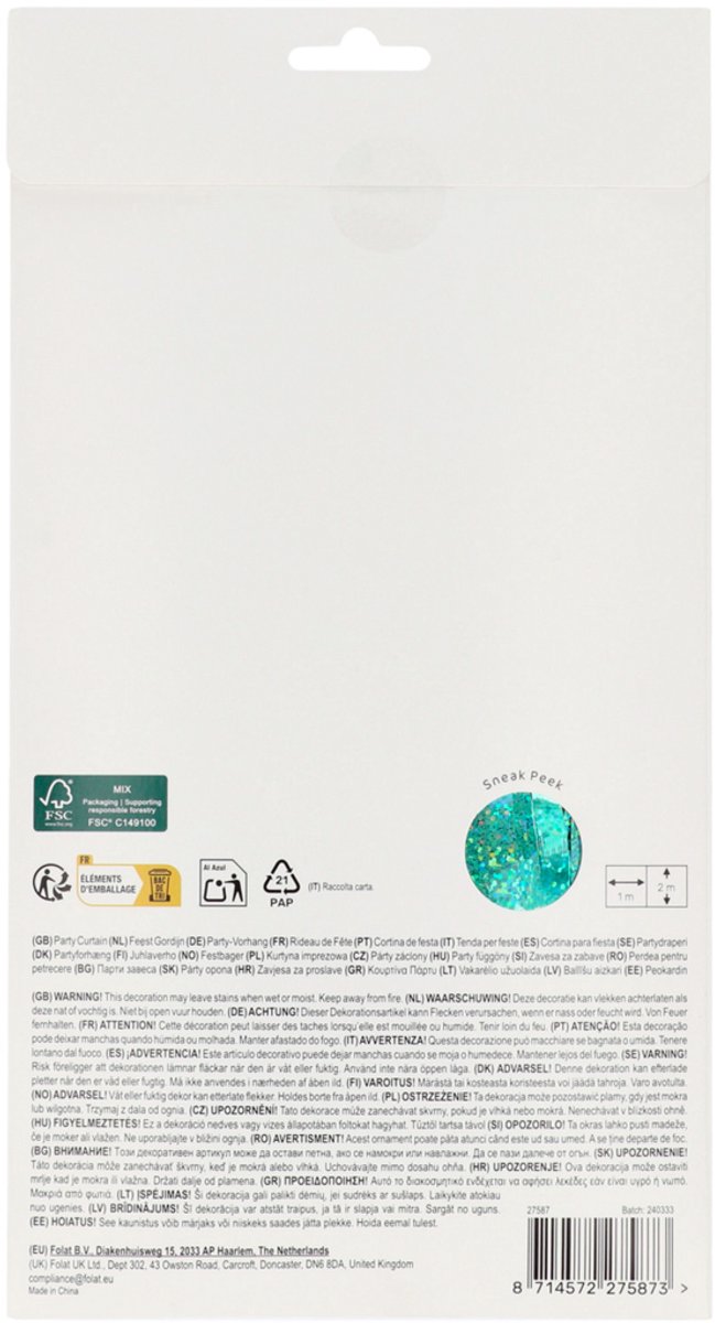 Feestgordijn - Sparkling Turquoise - 1 x 2 m