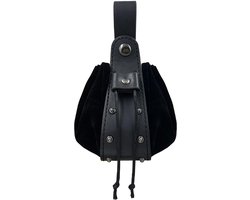 Omslag van Vintage middeleeuwse kunstleren trekkoordtas, middeleeuwse draagbare portemonnee, heuptas met klinknagels en dobbelstenenzak voor LARP