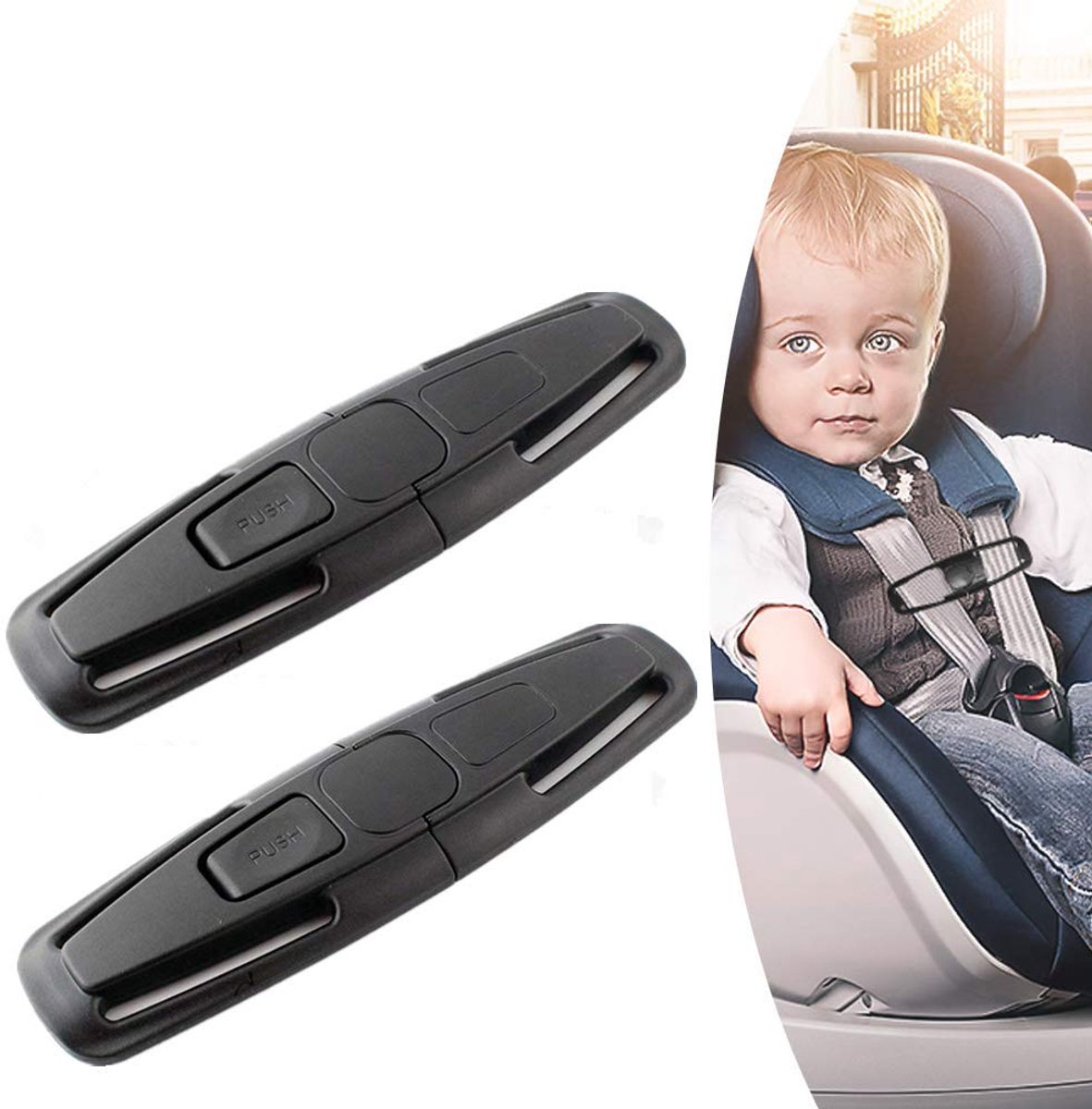 Image of 2-delige verstelbare anti-ontsnapping autogordelclips, baby guard autostoel borstgordelclips, babygordelclips, universele vervangende onderdelen voor autogordelclips, geschikt voor baby's en kinderen trend
