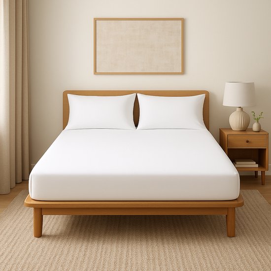 Molton Hoeslaken - 80% Katoen - Badstof & Rekbaar - B 200 L 200/220 - 40 cm hoekhoogte