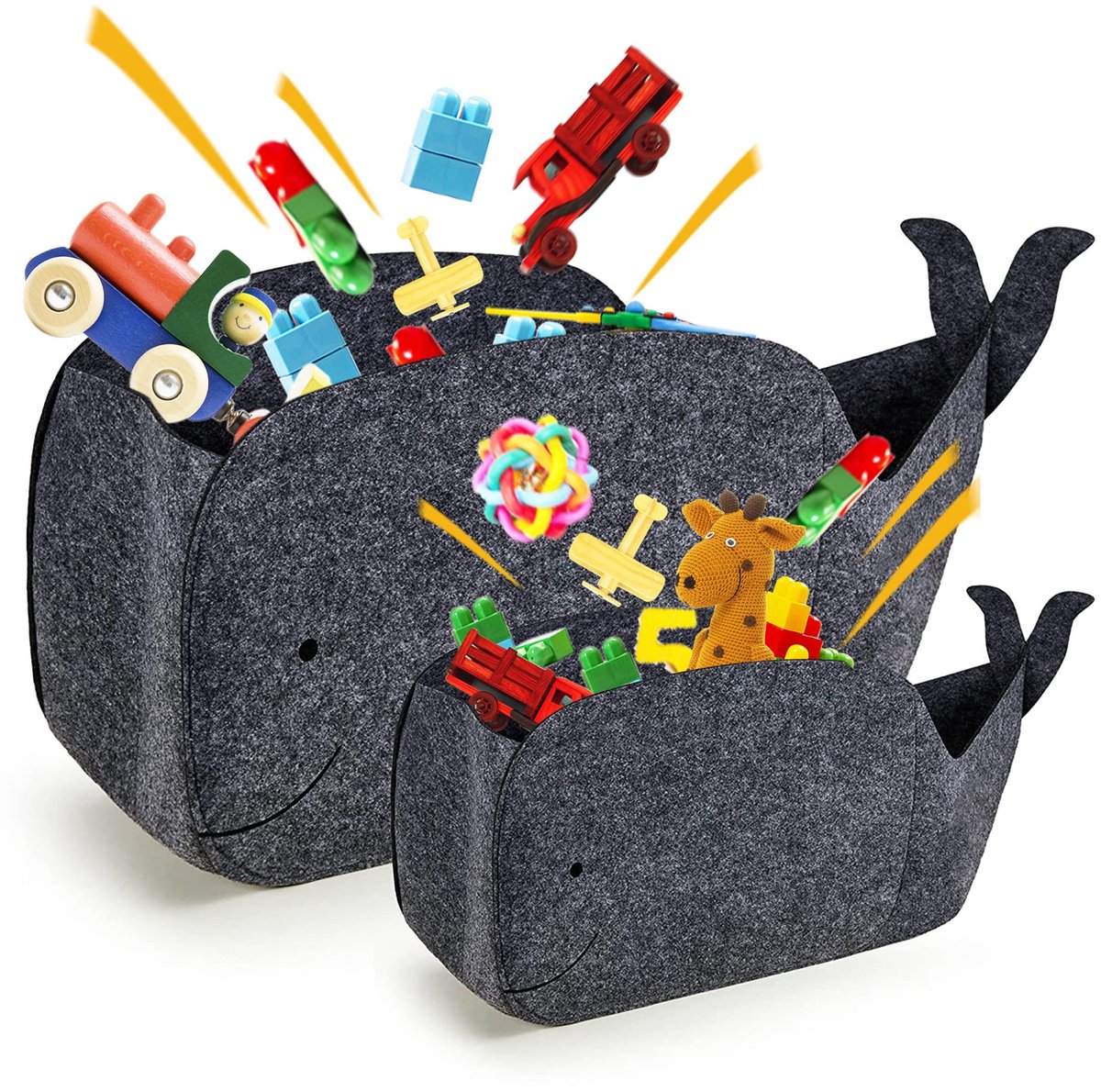Azomor® Set van 2 Opvouwbare Walvisvormige Opbergboxen voor Kinderspeelgoed en Kleding