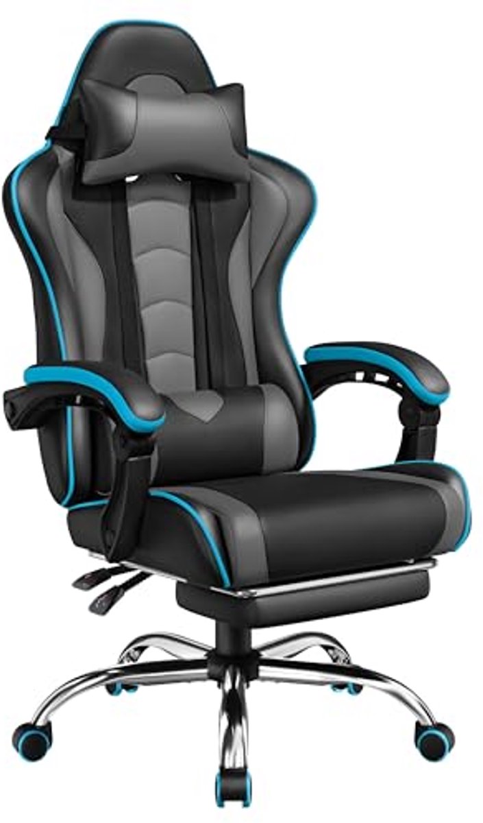 Ergonomische Gamingstoel met Massagfunctie en Voetensteun