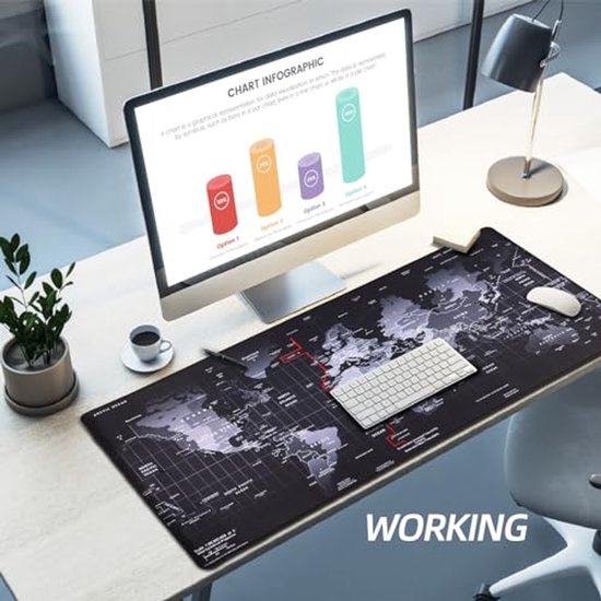 Grote Gaming Muismat 90 x 40 cm met Antislip Rubberen Basis en Gestikte Randen voor Kantoor en Gaming — afbeelding 4