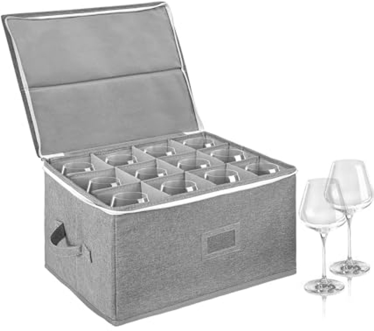 Stackable Glass Storage Box for 12 Cups – Ideal for Red Wine and Champagne