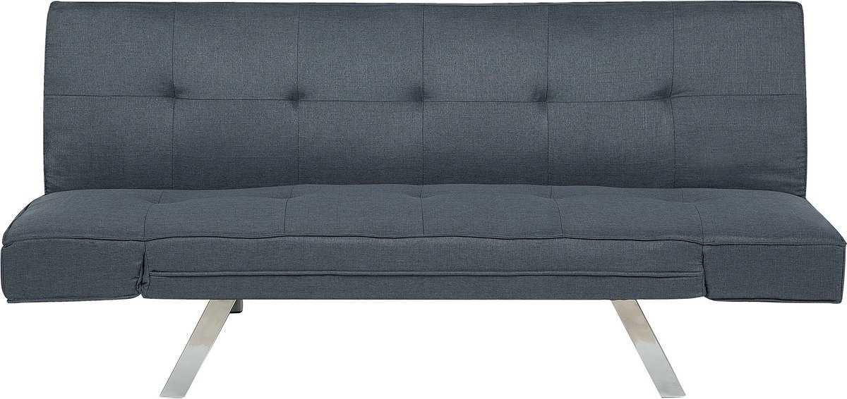 Beliani BRISTOL II - Slaapbank 3-zits - Donkergrijs - Polyester Blauw