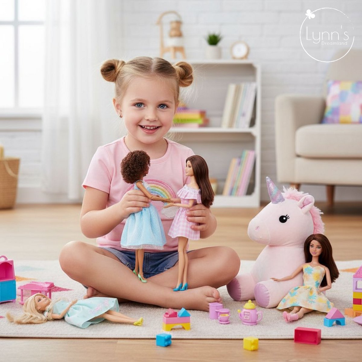 Lynn’s poppenkleertjes - Set ‘Luna’ - Geschikt voor modepop - Set van 5 outfits en 5 paar schoenen - Kleding voor modepoppen - Cadeauzakje — afbeelding 12