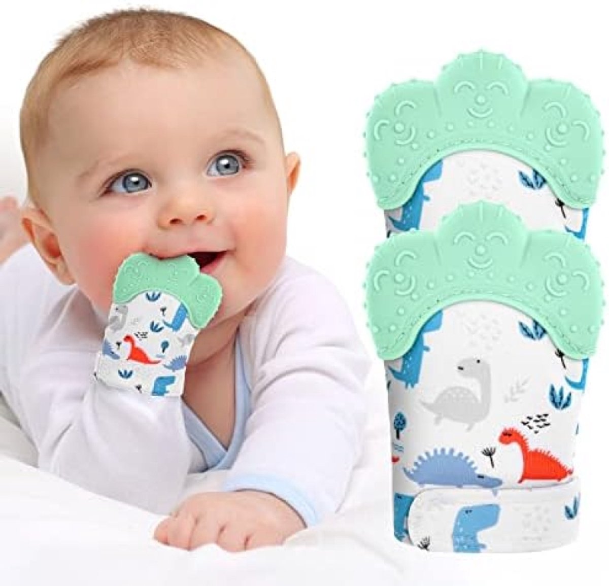 PromoHome Baby Bijt Handschoenen Set - 2 Stuks Verstelbare Tandjes Handschoenen
