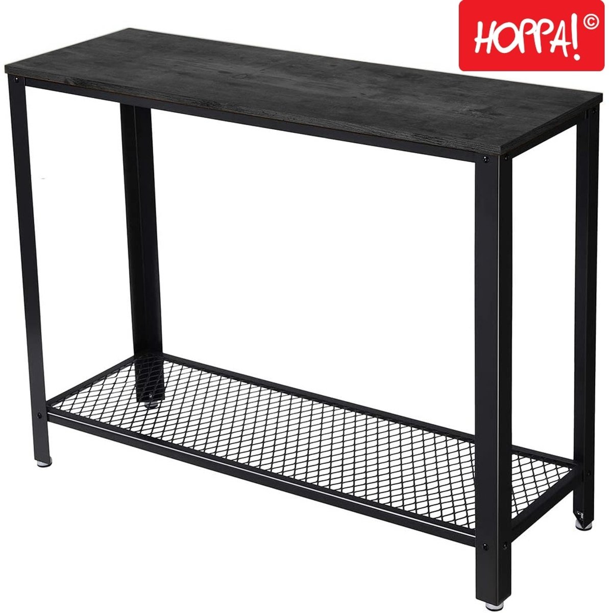 Hoppa! Consoletafel | Bijzettafel | Zwart | Hout/Ijzer | Vintage | 101,5 x 35 x 80 cm (B x D x H)