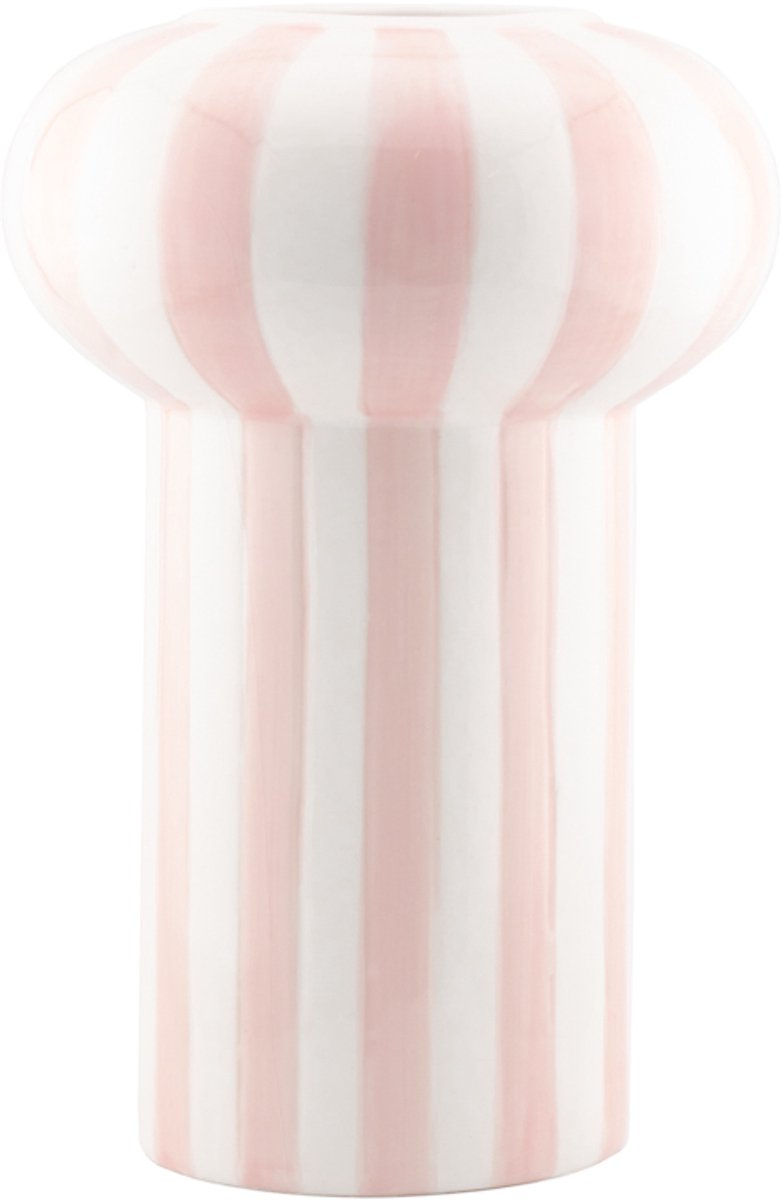 Homebound by Kolony HomeBound by KY | Vaas keramiek Funnel striped roze | bloemenvaas